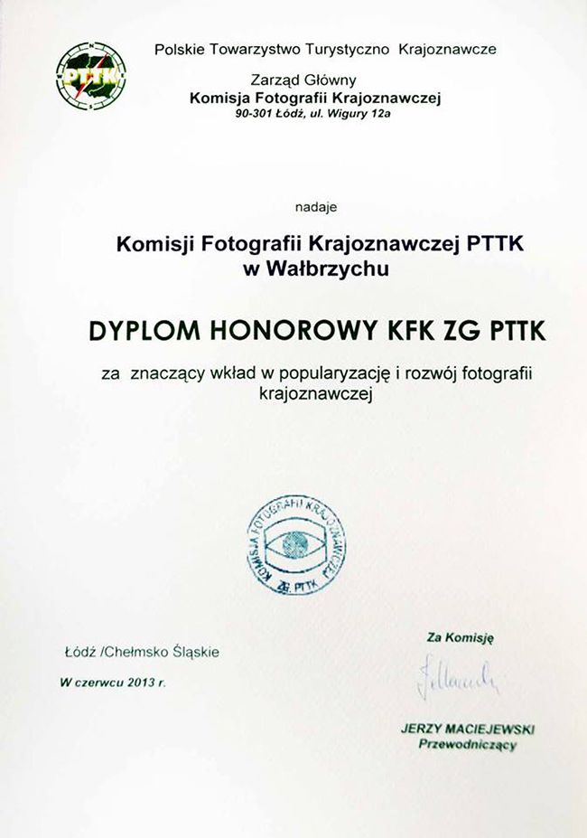 KFK Wabrzych - Dyplom Honorowy KFK ZG PTTK